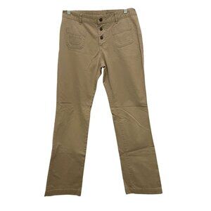 Old Navy Womens Khaki Pants Size 6 Straight Flair Leg 100% Cotton Button Fly
